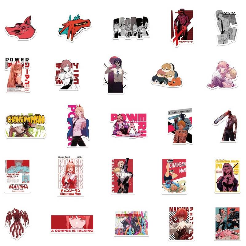 Anime Chainsaw Man Series Doodle Waterproof Stickers Diy Creative